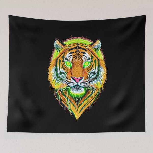 Item preview, Neon Tiger with Circuit Stripes | Futuristic Tech Tiger Vector Art designed and sold by ColorSplash123.