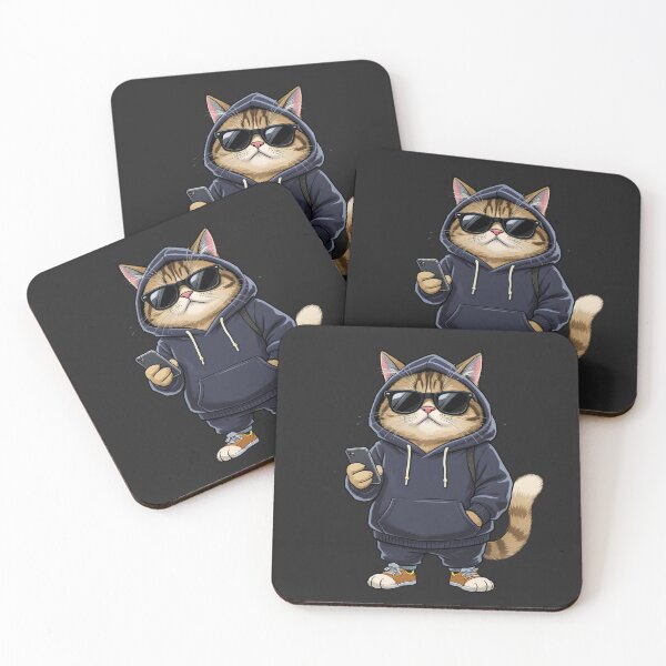 Item preview, Cat Acting Like Human | Funny Hoodie Cat with Coffee & Phone designed and sold by ColorSplash123.