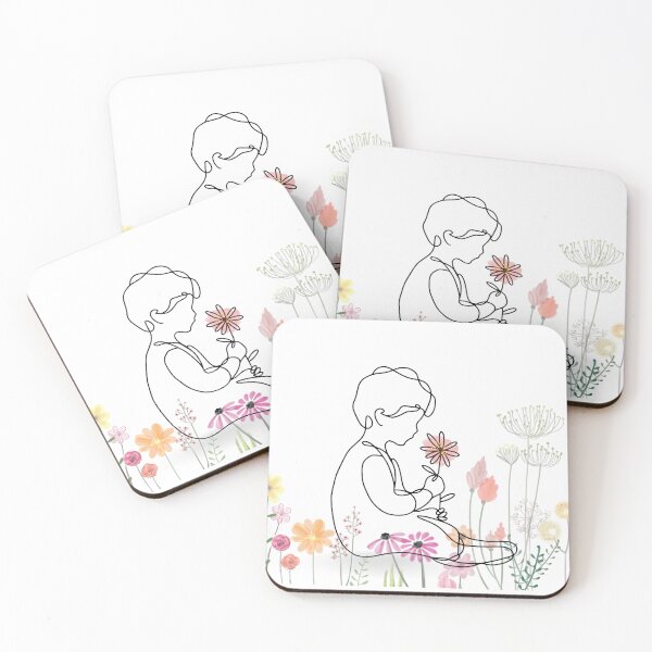 Item preview, A boy is picking flowers in the field. designed and sold by VanillaVicArt.