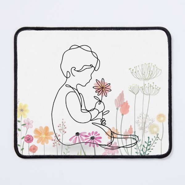 Item preview, A boy is picking flowers in the field. designed and sold by VanillaVicArt.