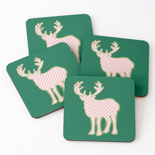 Item preview, Red Stripes Reindeer With Green Background  designed and sold by missmann.