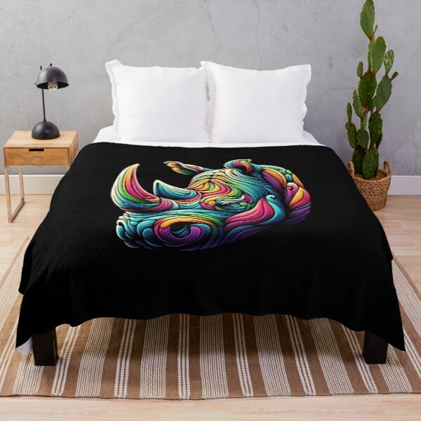 Item preview, Vibrant Swirl Rhino Head Artwork designed and sold by beast-net.