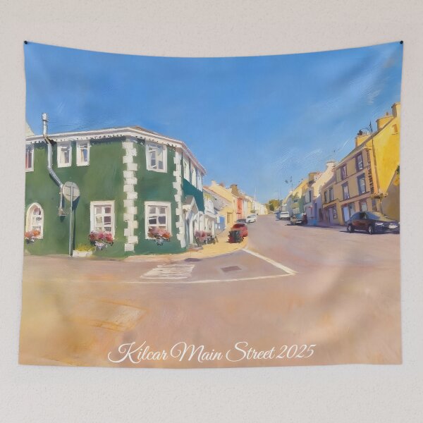 Item preview, Kilcar Main Street oil painting format Co Donegal designed and sold by OliDesigns.