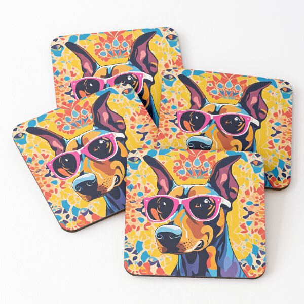 Item preview, Cool Doberman Pinscher Dog Wearing Sunglasses – Whimsical Colorful Abstract Art designed and sold by Kmcantley.