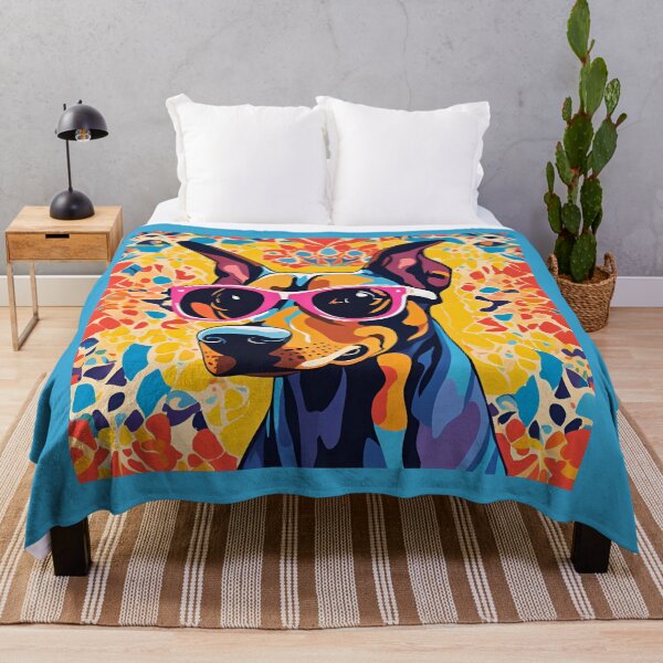 Item preview, Cool Doberman Pinscher Dog Wearing Sunglasses – Whimsical Colorful Abstract Art designed and sold by Kmcantley.