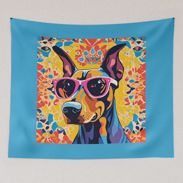 Item preview, Cool Doberman Pinscher Dog Wearing Sunglasses – Whimsical Colorful Abstract Art designed and sold by Kmcantley.