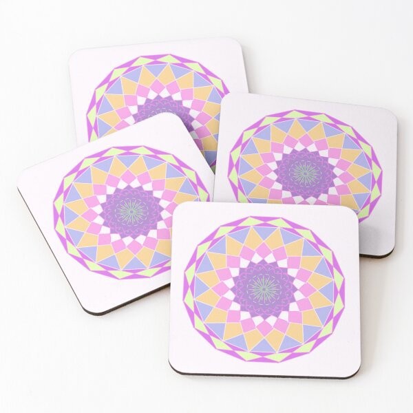 Item preview, Mandala geométrica en tonos pastel suaves: arte mural de simetría serena designed and sold by MysticPurpleHue.