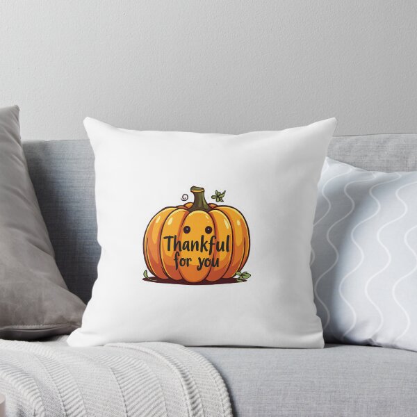 Item preview, Bright, friendly pumpkin saying “Thankful For You!” designed and sold by STICKERS FOR SALE NOW.