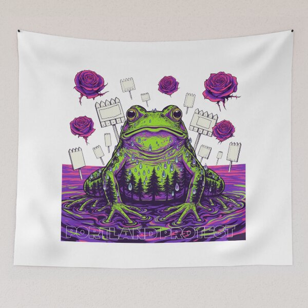 Item preview, Neon Portland Protest Frog – Rose City Resistance designed and sold by w66aboo.