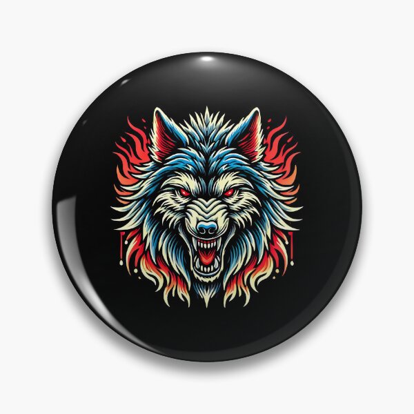 Item preview, Fierce Wolf Head with Flaming Red and Blue Abstract Fur designed and sold by beast-net.