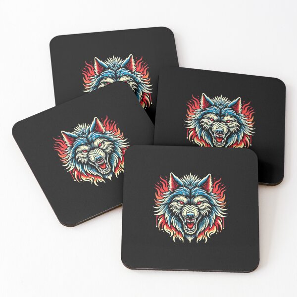 Item preview, Fierce Wolf Head with Flaming Red and Blue Abstract Fur designed and sold by beast-net.