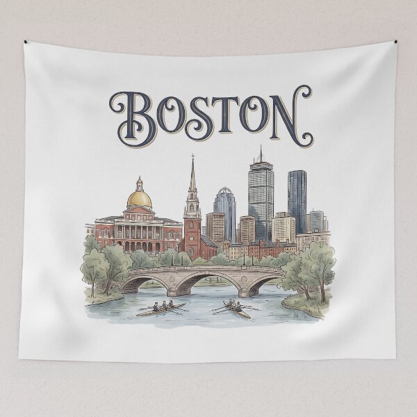 Item preview, Boston Rowing on the Charles Skyline designed and sold by DesignedByMarty.