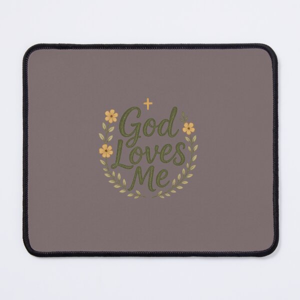 Item preview, God Loves Me - Inspirational Christian Quote with Gold Flowers designed and sold by GraceNGoods.