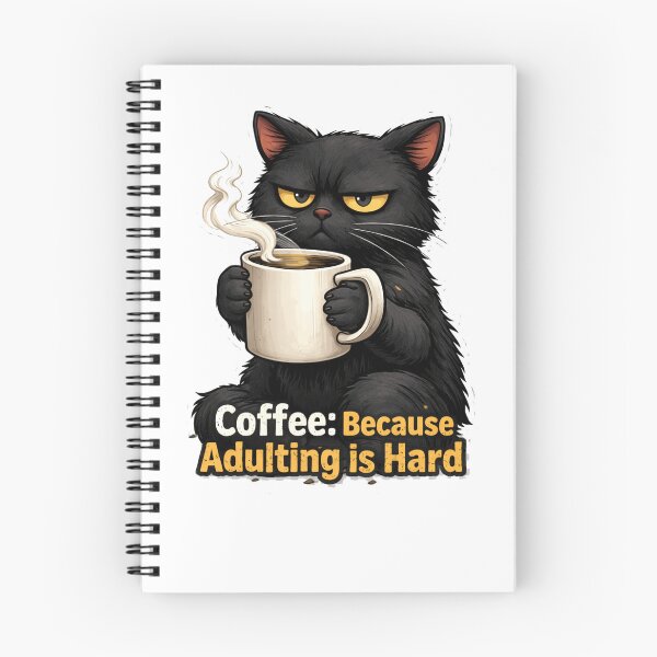 Item preview, Grumpy Black Cat Coffee Because Adulting Is Hard Funny Cat Design “ t-shirts, sweatshirts, stickers, and gifts” designed and sold by Kaehaniz.