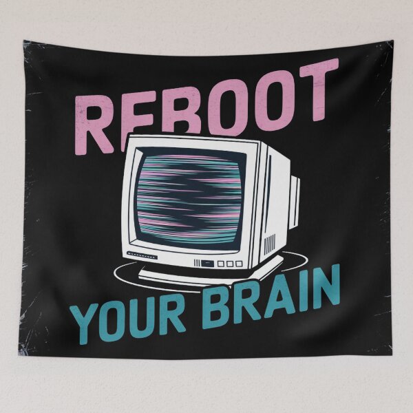 Item preview, REBOOT YOUR BRAIN - Vintage 80s Glitch CRT Design designed and sold by Thompika.