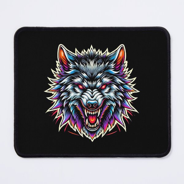 Item preview, Intense Wolf Head with Abstract Rainbow Neon Fur designed and sold by beast-net.