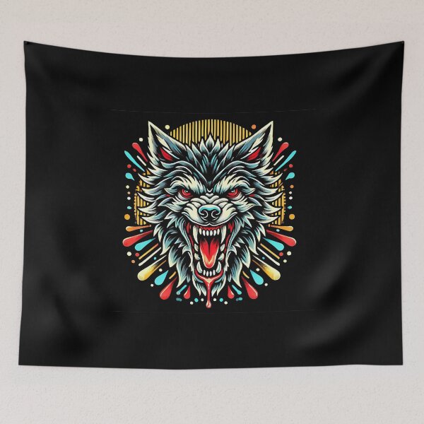 Item preview, Fierce Wolf Head Growling with Vibrant Pop Art Splatter designed and sold by beast-net.