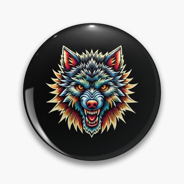 Item preview, Intense Stylized Wolf Head with Rainbow and Fire Colors designed and sold by beast-net.
