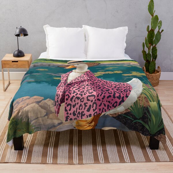 Item preview, Whimsical Swan in Bonnet & Pink Leopard Coat, Enchanted Garden Art designed and sold by Kmcantley.