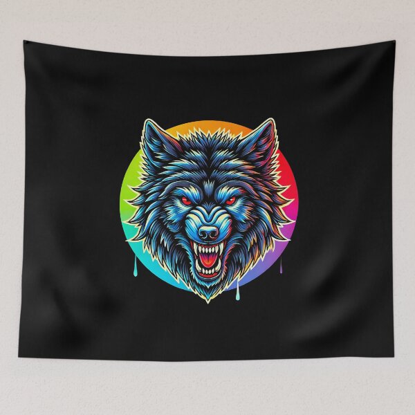 Item preview, Intense Rainbow Wolf Head with Red Eyes designed and sold by beast-net.