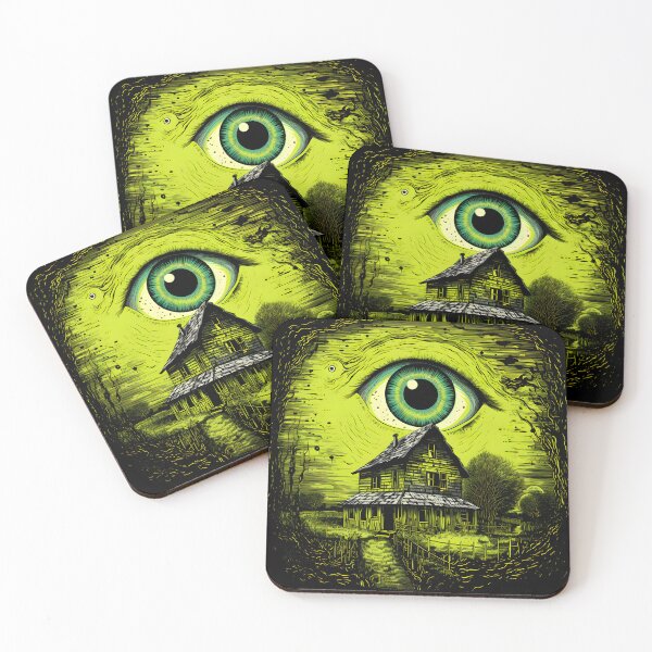 Item preview, FLUORESCENT YELLOW COMIC ILLUSTRATION EYE ON THE HOUSE designed and sold by infinitearte.