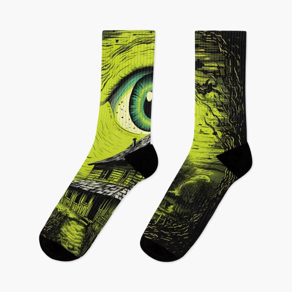 Item preview, FLUORESCENT YELLOW COMIC ILLUSTRATION EYE ON THE HOUSE designed and sold by infinitearte.