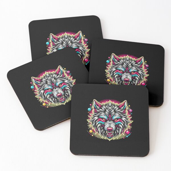 Item preview, Neon Wolf Head with Pop Art Style Accents designed and sold by beast-net.