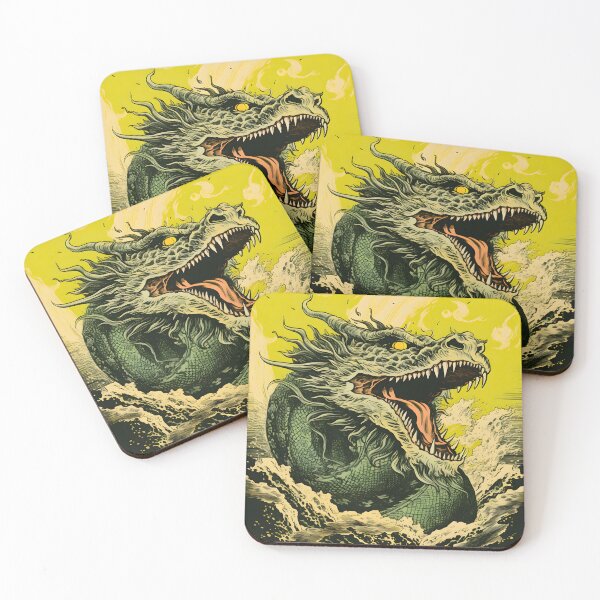 Item preview, FLUORESCENT YELLOW COMIC ILLUSTRATION OF A JAPANESE DRAGON designed and sold by infinitearte.