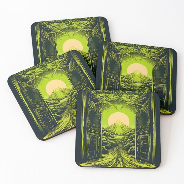 Item preview, FLUORESCENT YELLOW COMIC ILLUSTRATION A DOOR TO THE FUTURE designed and sold by infinitearte.