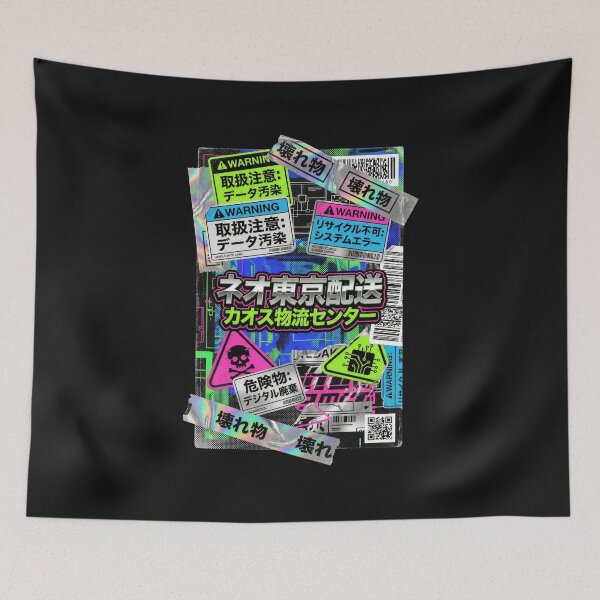 Item preview, Neo Tokyo Cyberpunk Glitch Sticker Bomb Aesthetic designed and sold by WAMTEES.