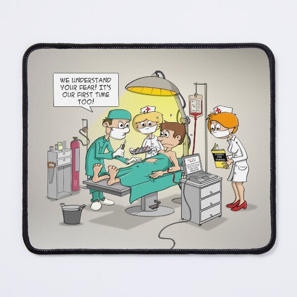 Item preview, Cheerful doctor cartoon; we understand your fear! designed and sold by Stef Ringoot, cartoons and illustrations.