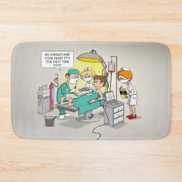 Item preview, Cheerful doctor cartoon; we understand your fear!  designed and sold by Stef Ringoot, cartoons and illustrations.