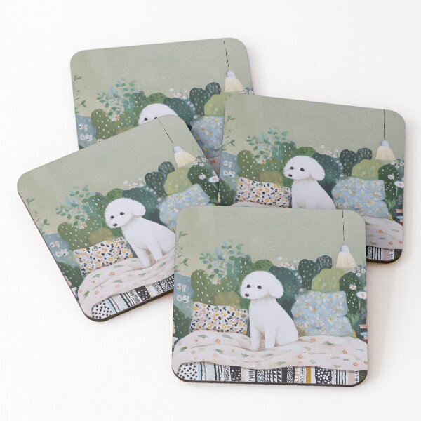 Item preview, White Dog on a Cozy Bed designed and sold by lautir.