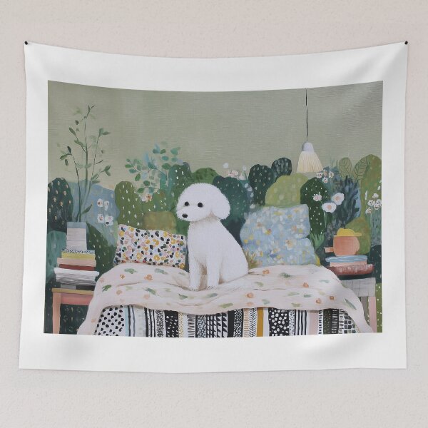 Item preview, White Dog on a Cozy Bed designed and sold by lautir.