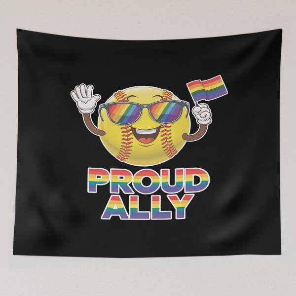 Item preview, Proud Ally Softball Ball Rainbow Flag Gay Lesbian LGBT Pride  designed and sold by CombatTask.