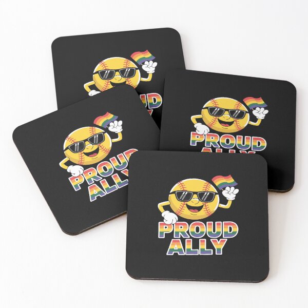 Item preview, Proud Ally Softball Ball Rainbow Flag Gay Lesbian LGBT Pride  designed and sold by MythWoot.