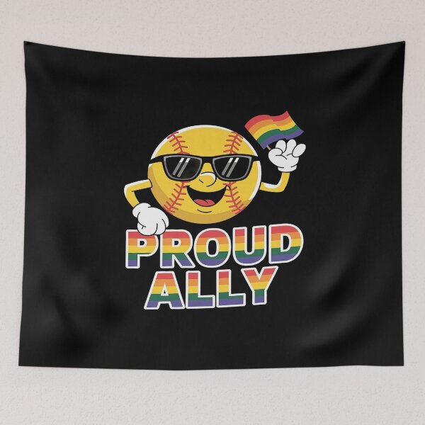 Item preview, Proud Ally Softball Ball Rainbow Flag Gay Lesbian LGBT Pride  designed and sold by MythWoot.