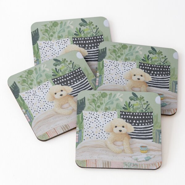 Item preview, Cozy Dog on a Patterned Bed designed and sold by lautir.