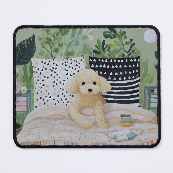 Item preview, Cozy Dog on a Patterned Bed designed and sold by lautir.