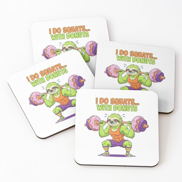 Item preview, Funny donut workout sloth – playful gym sloth doing squats with donuts | hilarious fitness gift for gym lovers designed and sold by wellie-chic.