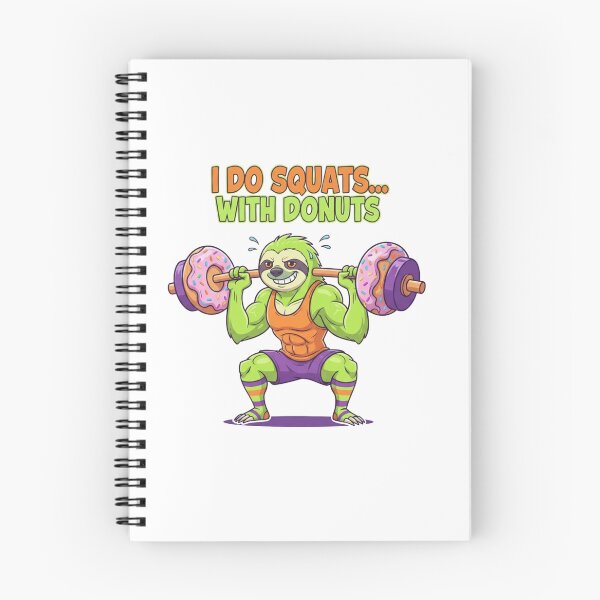 Item preview, Funny donut workout sloth – playful gym sloth doing squats with donuts | hilarious fitness gift for gym lovers designed and sold by wellie-chic.