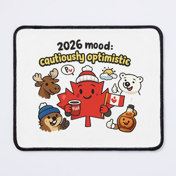 Item preview, 2026 Mood: Cautiously Optimistic – Cute Canadian Maple Leaf Illustration designed and sold by mocci10.