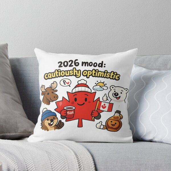 Item preview, 2026 Mood: Cautiously Optimistic – Cute Canadian Maple Leaf Illustration designed and sold by mocci10.