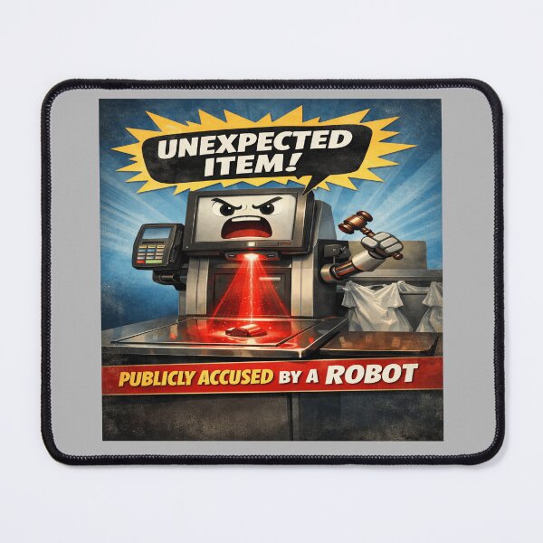 Item preview, Publicly Accused by a Robot Self-Checkout “Unexpected Item” Funny Tee / Sticker designed and sold by POD DYNASTY.