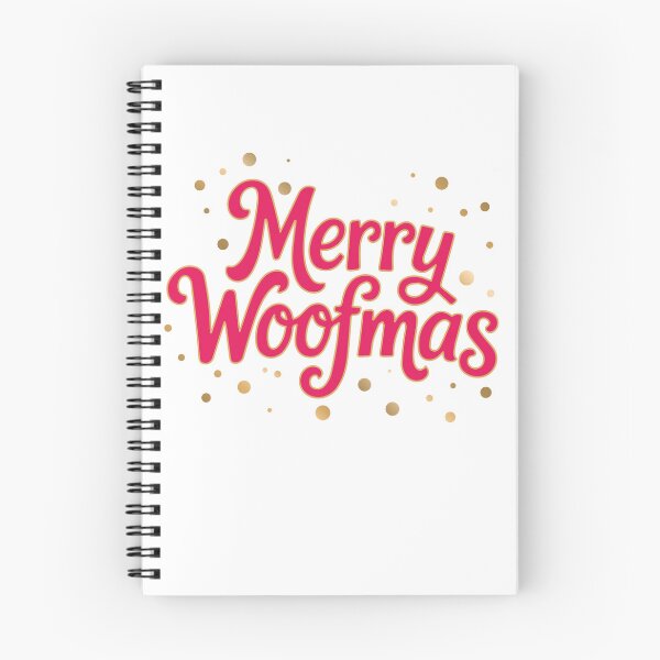 Item preview, Red Merry Woofmas - Gold Outline Holiday Dog Christmas Design designed and sold by Vector Woofs.