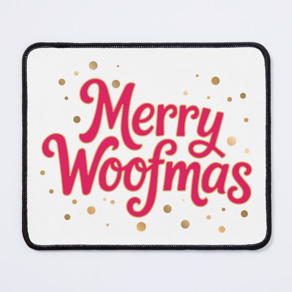 Item preview, Red Merry Woofmas - Gold Outline Holiday Dog Christmas Design designed and sold by Vector Woofs.