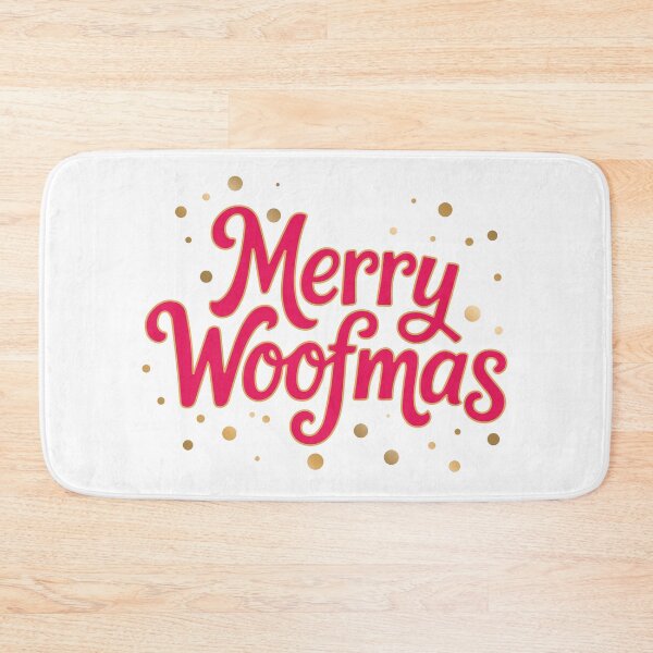 Item preview, Red Merry Woofmas - Gold Outline Holiday Dog Christmas Design designed and sold by Vector Woofs.