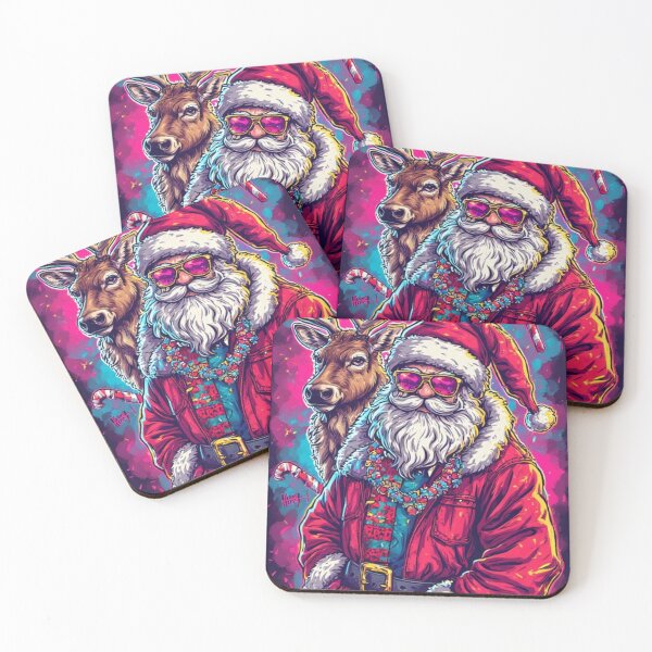 Item preview, Cool Santa with Reindeer – Urban Christmas Street Art Illustration designed and sold by AIARCZ.