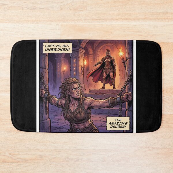 Item preview, Interrogation by the Red Queen of a Barbarian warrior woman in Defiance illustration comic book art style designed and sold by Vintage Designs +.