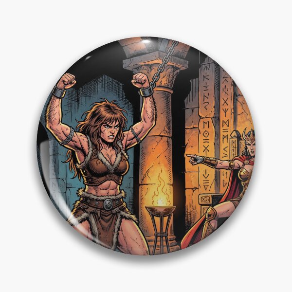Artikelvorschau, Verhör einer barbarischen Kriegerin durch die Rote Königin im Defiance-Illustrationsstil (Comic-Stil) entworfen und verkauft von Vintage Designs +.